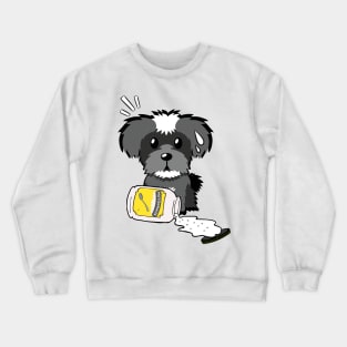 Cute schnauzer spilled mayonnaise Crewneck Sweatshirt